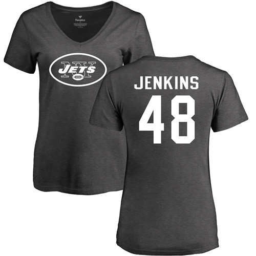 New York Jets Ash Women Jordan Jenkins One Color NFL Football #48 T Shirt